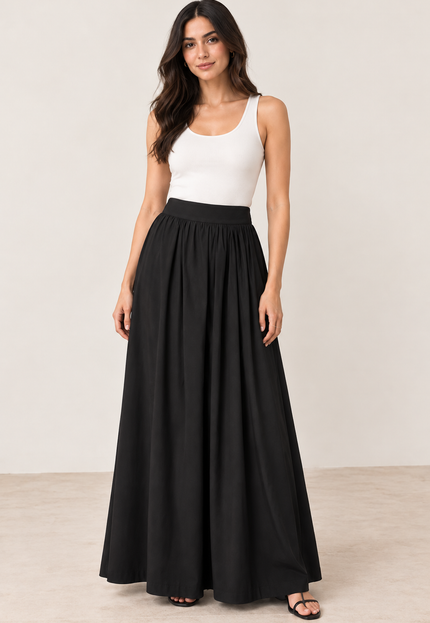 Black maxi cotton skirt