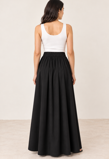 Black maxi cotton skirt