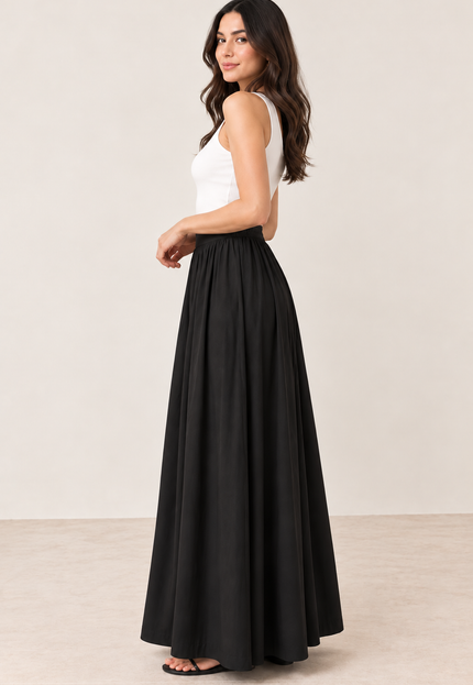 Black maxi cotton skirt