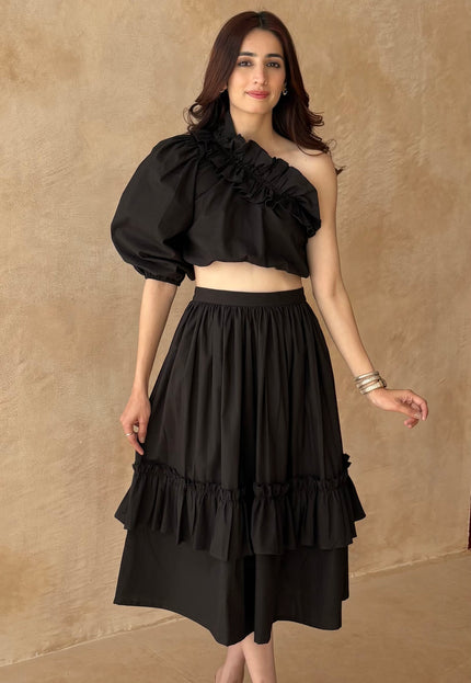 Black frilled co-ord