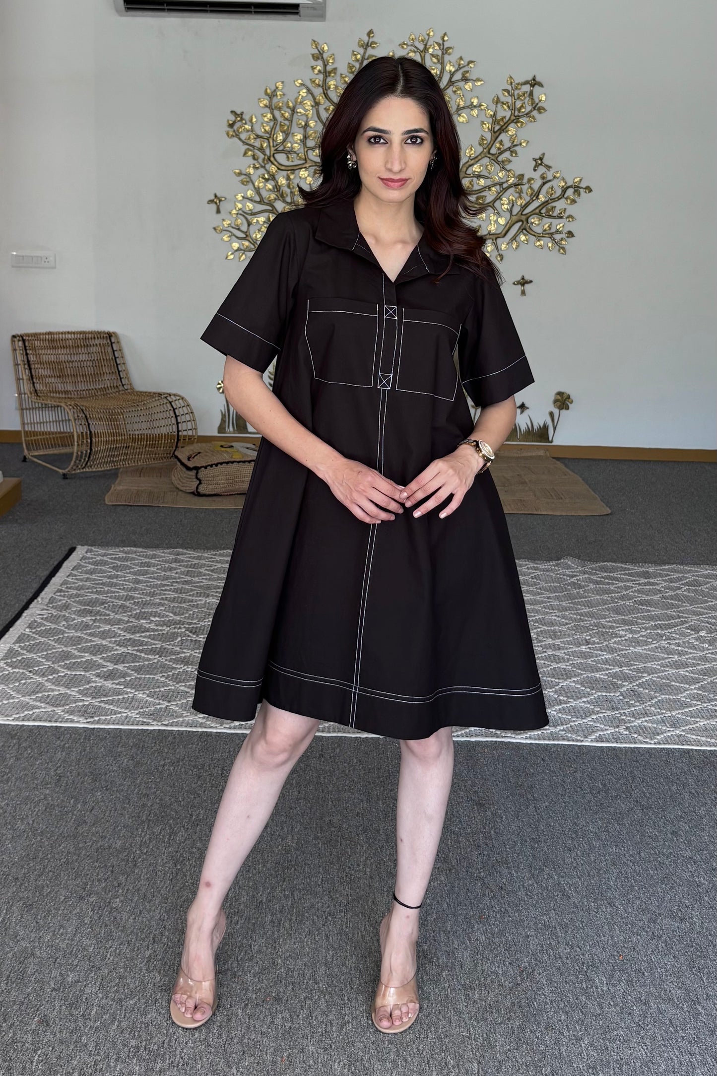 Black cotton dress