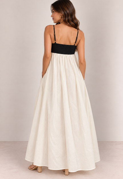 Off-white contrast maxi dress