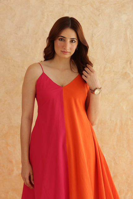 Cotton double layered midi dress