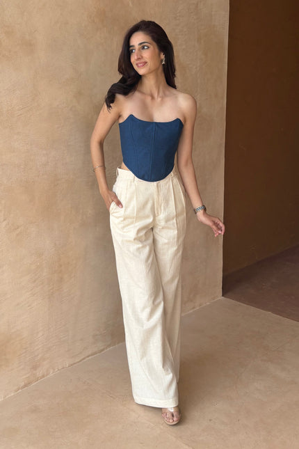 Tailored pants + boned denim corset