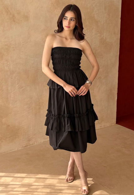 Black smocked co-ord