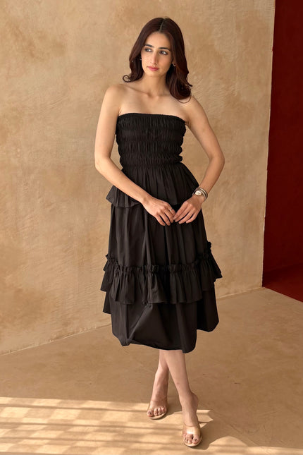 Black smocked co-ord