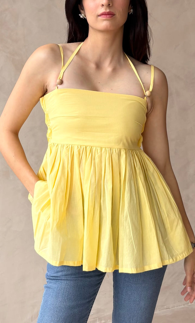 Butter yellow peplum top