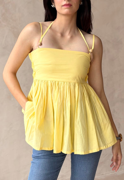 Butter yellow peplum top