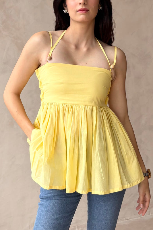 Butter yellow peplum top