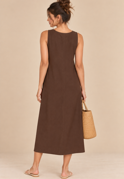 Cotton brown midi dress