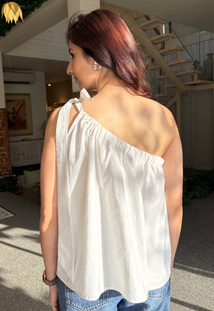 One shoulder tie up top