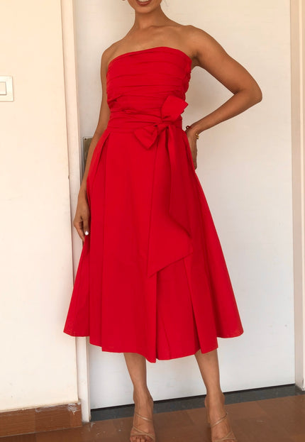 Tube bow midi dress