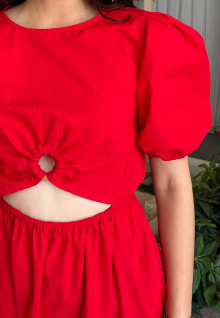 Red wooden ring dress