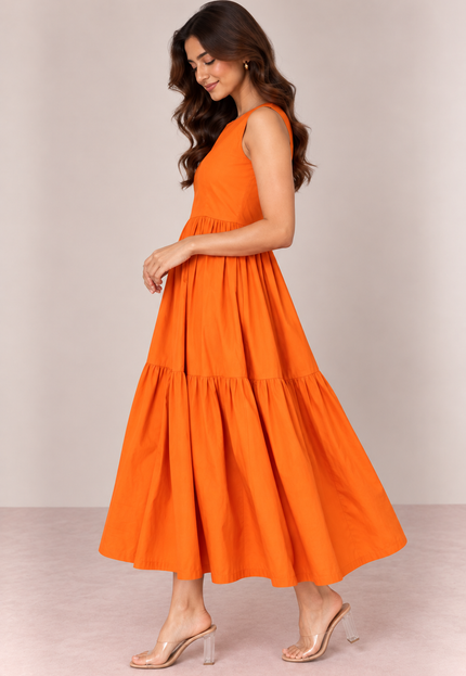 Orange midi dress