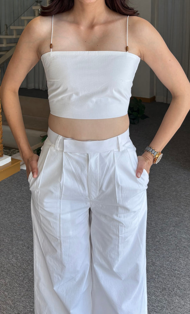 White pants & crop top