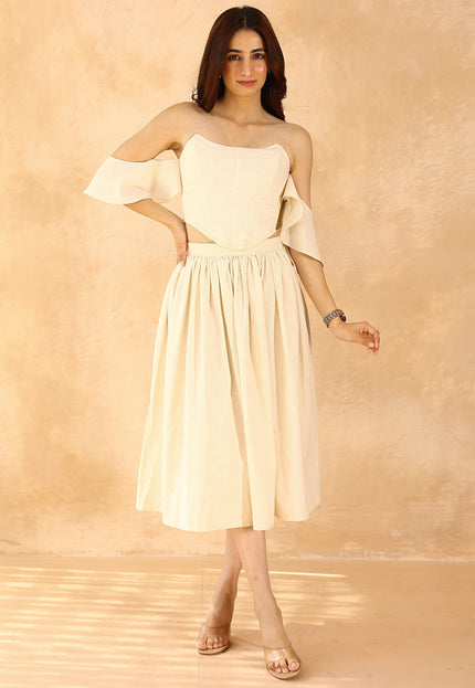 Beige corset + midi skirt