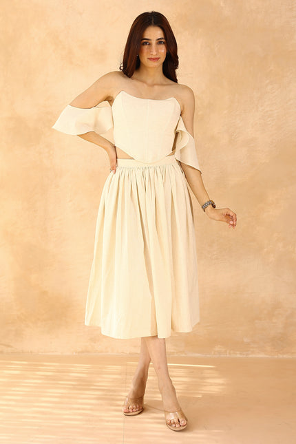 Beige corset + midi skirt