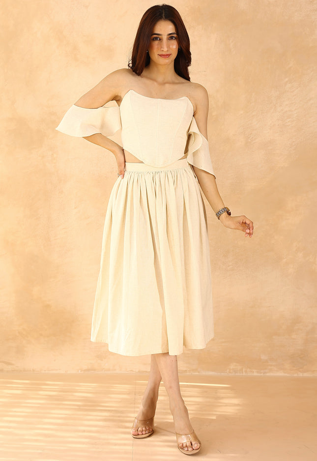 Beige corset + midi skirt
