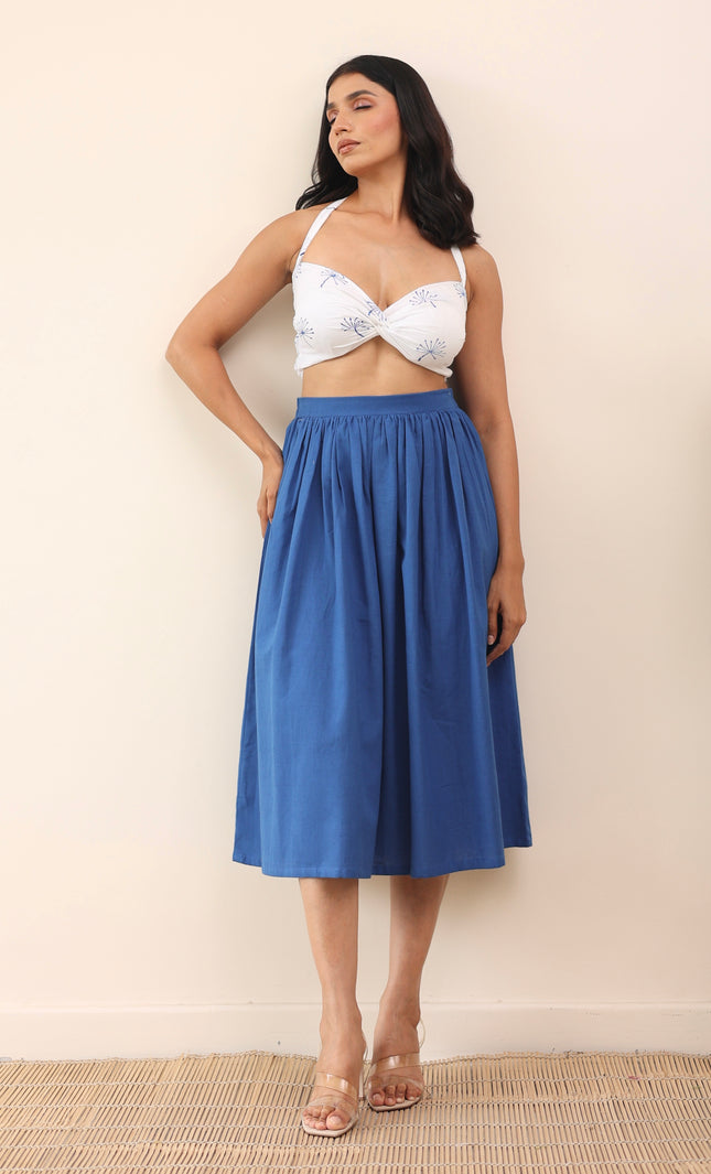 Cotton midi skirt and bandeau top