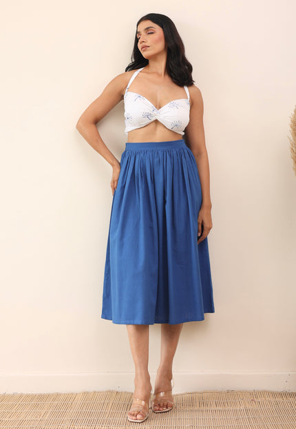 Cotton midi skirt and bandeau top