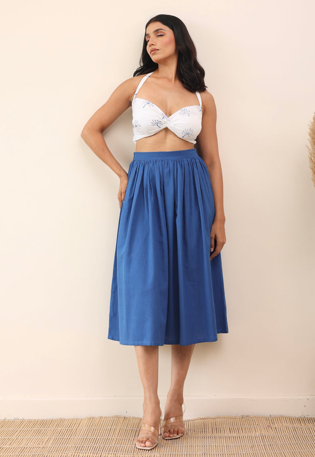 Cotton midi skirt and bandeau top