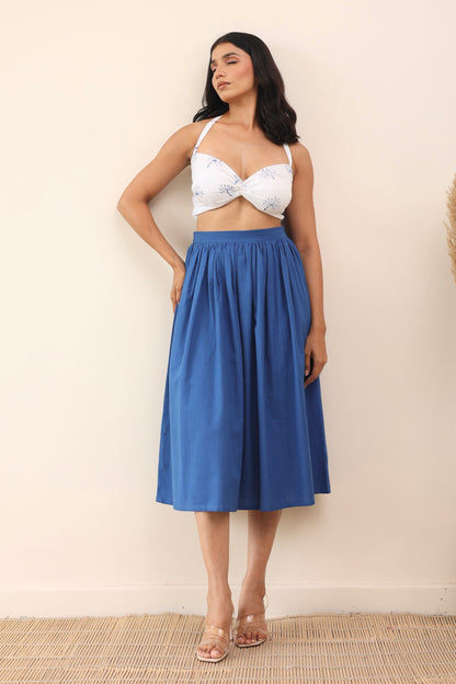 Cotton midi skirt and bandeau top