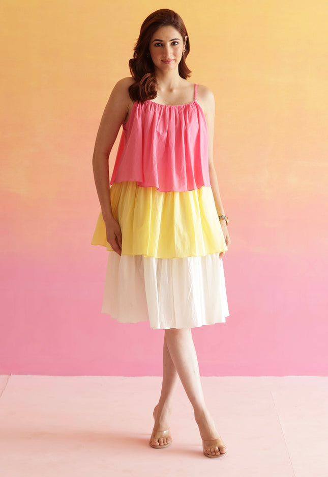 Cotton three tier dress
