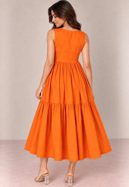 Orange midi dress