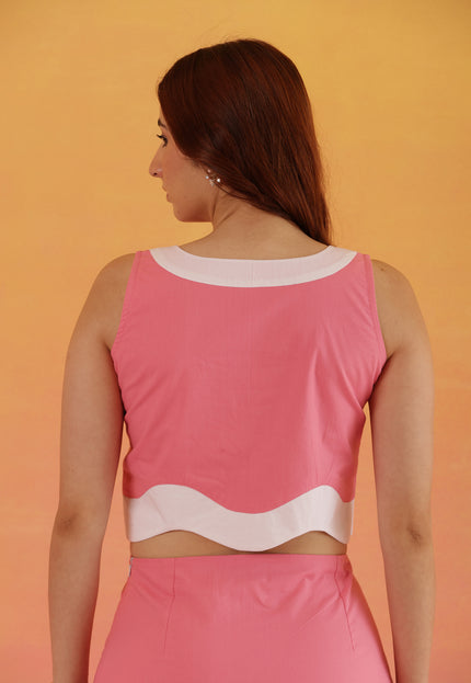 Baby pink poplin mini skirt