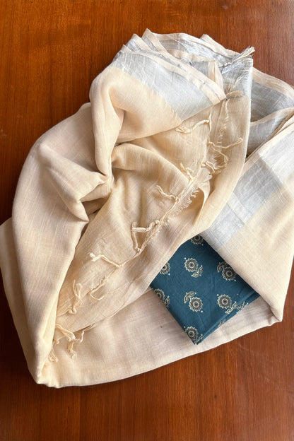 Beige linen saree ( Express delivery ⚡️)