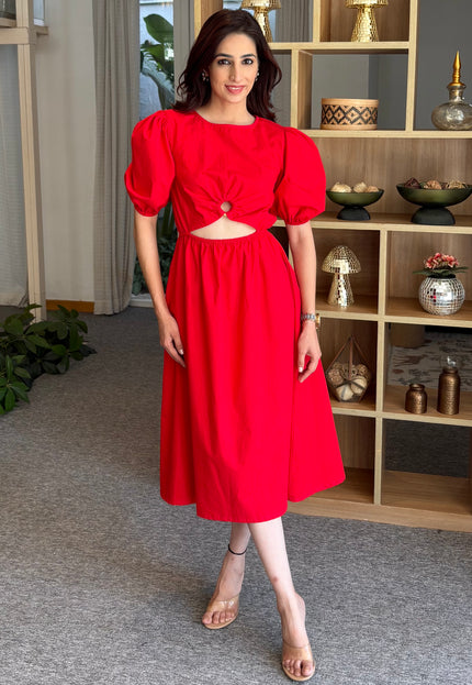 Red wooden ring dress