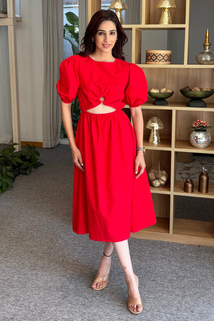 Red wooden ring dress