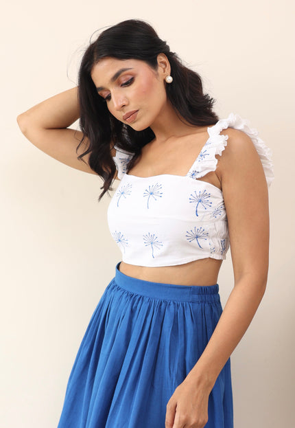 White cotton frill top