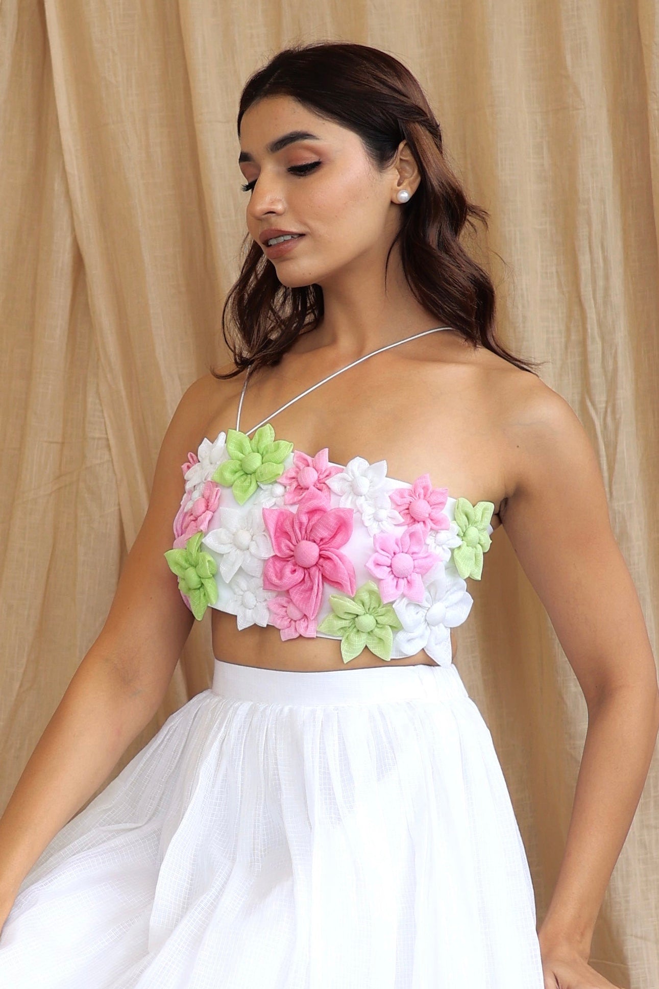 White flower crop top