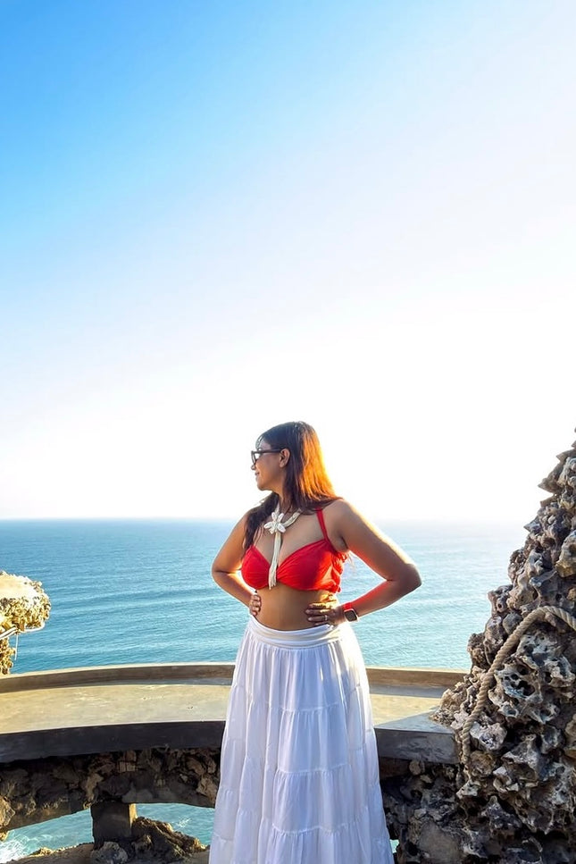 Red cotton bandeau top