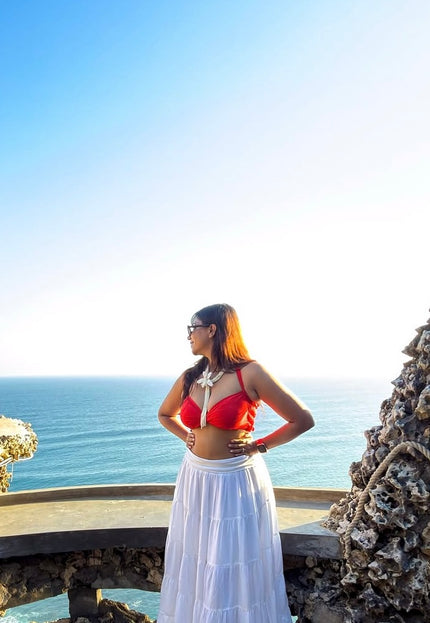 Red cotton bandeau top