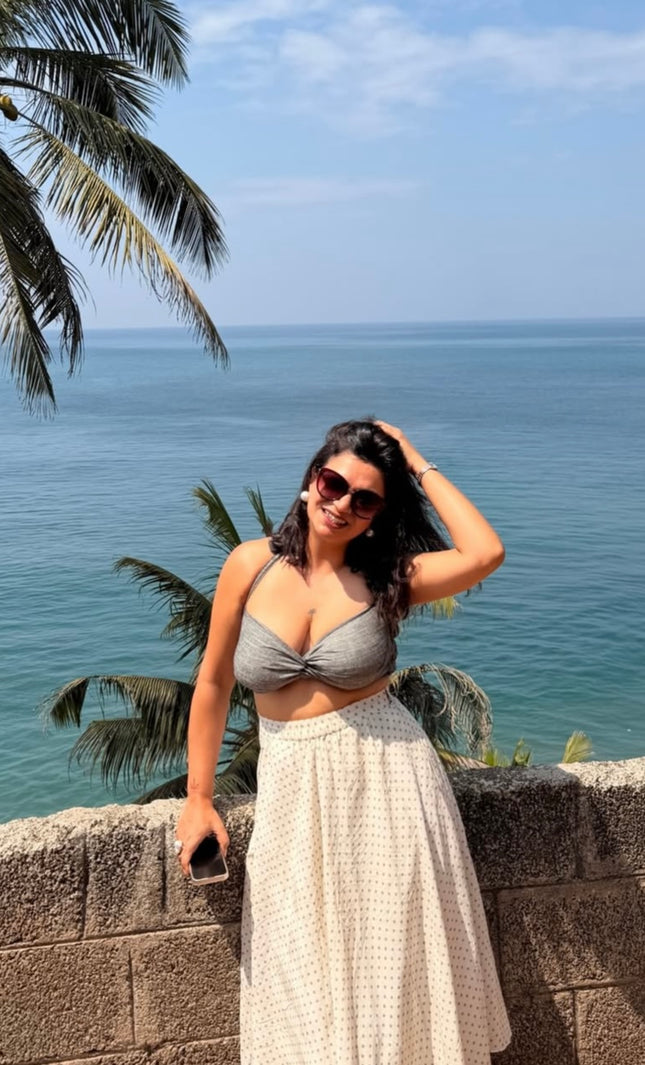 Grey cotton bandeau top