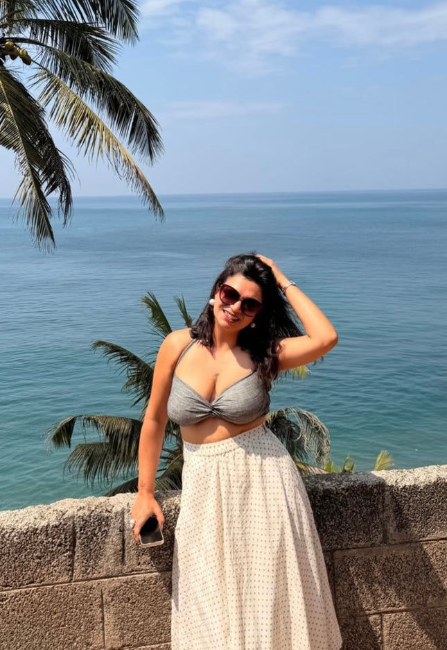 Grey cotton bandeau top