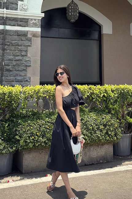 One shoulder midi dress
