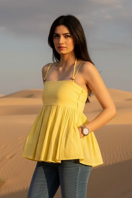 Butter yellow peplum top
