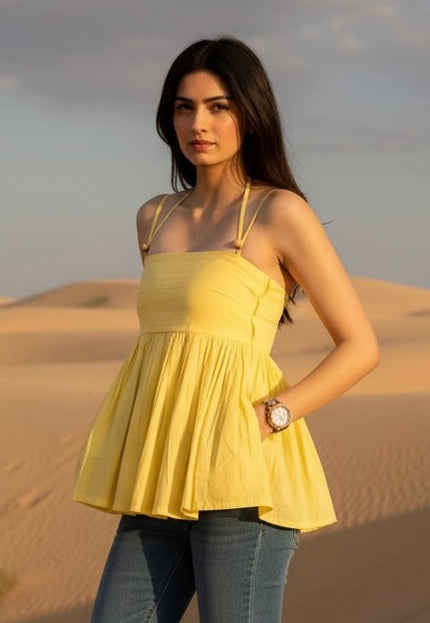 Butter yellow peplum top
