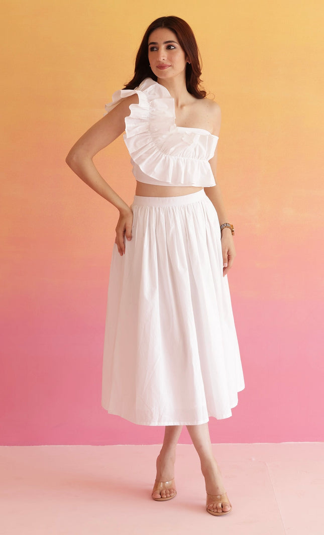 White frilled co-ord