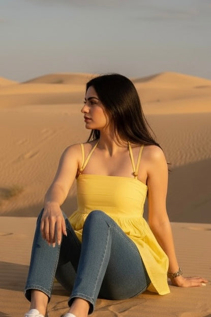 Butter yellow peplum top