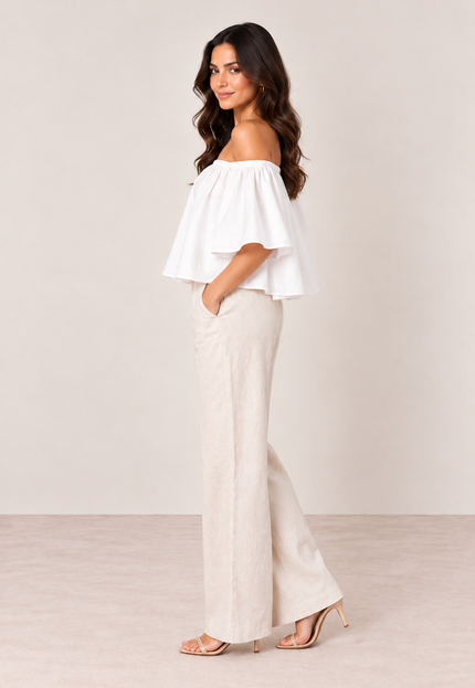 White cotton off-shoulder top