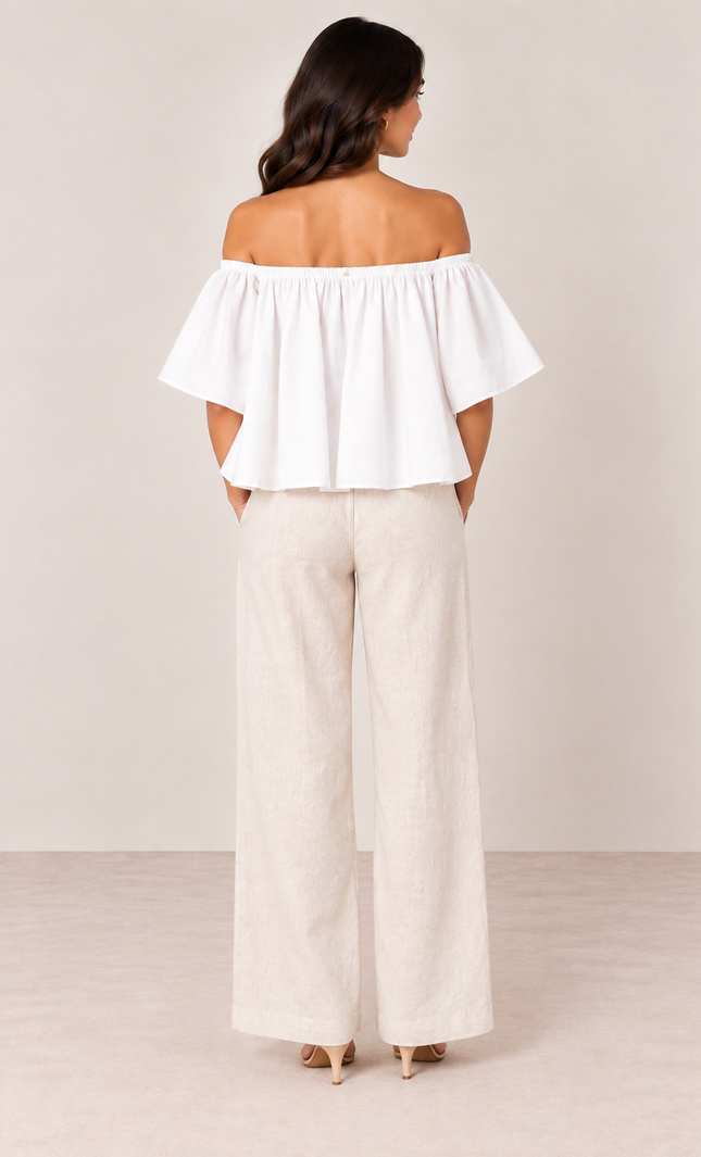 White cotton off-shoulder top
