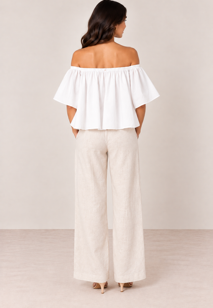 White cotton off-shoulder top