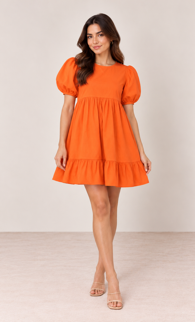 Orange cotton dress