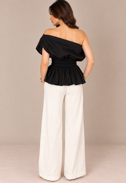 Black drop shoulder top