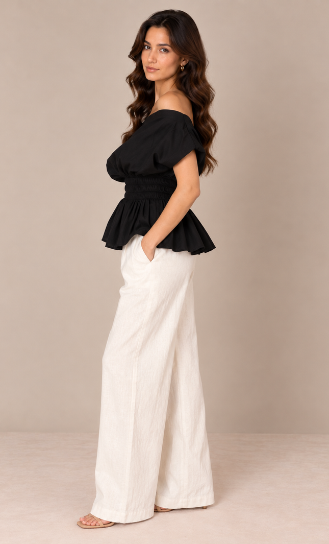 Black drop shoulder top