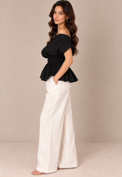 Black drop shoulder top